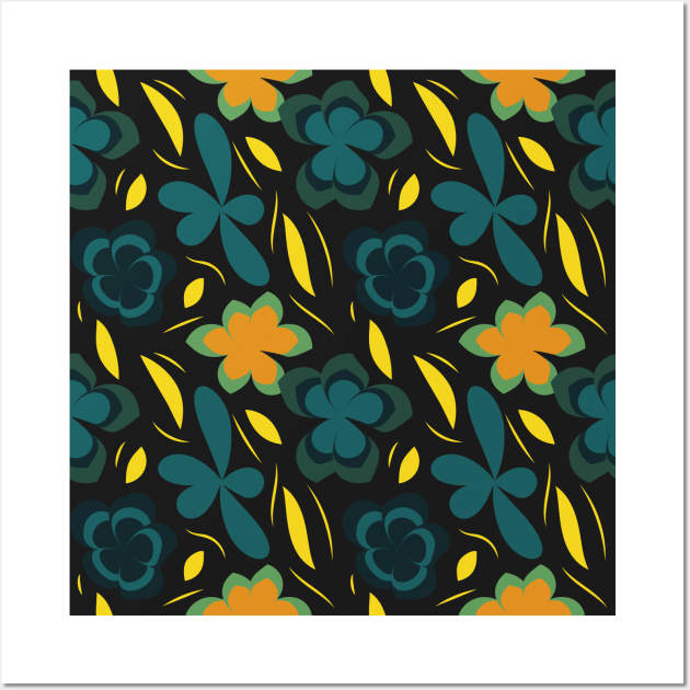 pattern with flowers and leaves Wall Art by Eskimos